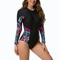 thumbnail image 5 of yievot Women's Oversize Zipper Sports Swimwear Conservative Panel Color Sunscreen Swimwear Diving Suit Surfing Suit, 5 of 6