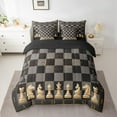 thumbnail image 2 of Erosebridal Chess Bedding Sets Twin Size for Teens, Square Geometric Comforter Sets with Sheets, Grey Brown Abstract Reversible Bedding Twin Size, Super Cozy Room Decorative, 7pcs, 2 of 6