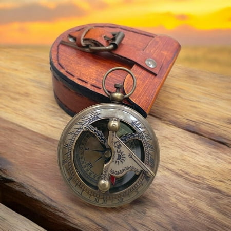 Custom Engraved Sundial Brass Compass Personalized 1st Anniversary Gift Working Compass Pocket Compass Sundial Compass Gift For Husband