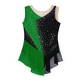 thumbnail image 6 of iiniim Kids Girls Figure Skating Dress Rhythmic Gymnastics Leotard Sleeveless Color Block Competition Costume Green 8, 6 of 7