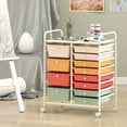 thumbnail image 4 of Costway 12-Drawer Rolling Storage Cart with Removable Drawers & Lockable Casters for Office Macaron Multicolor, 4 of 10