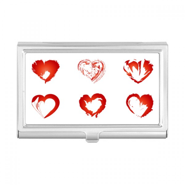 Valentine's Day Hearts Red Sketch Business Card Holder Case Pocket Box Wallet