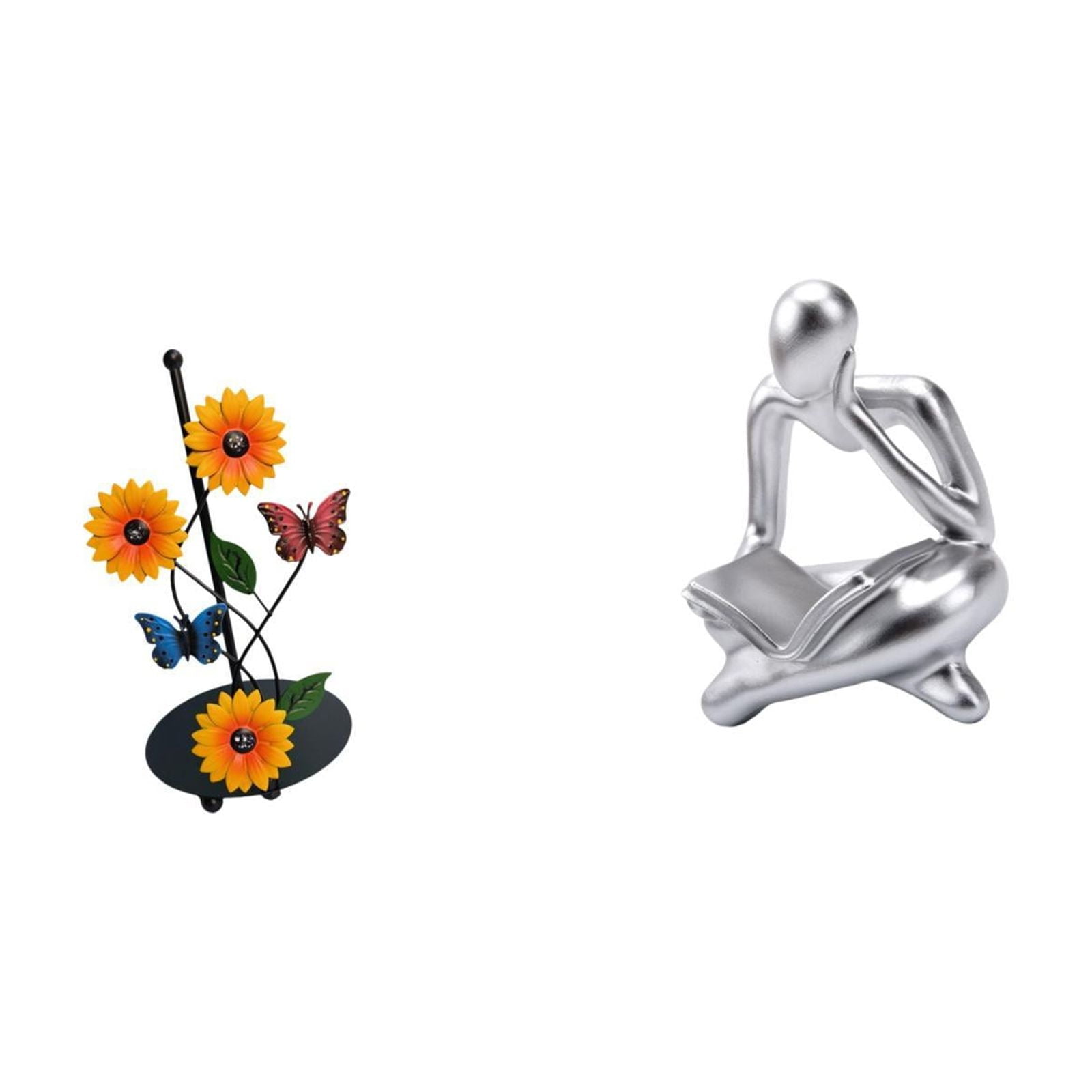 Fiocias Toilet Paper Holder Paper Towel Holder Countertop Kitchen Roll Holder Abstract Reader Figurine Iron Resin Modern Statue Suitable for Home Living Room
