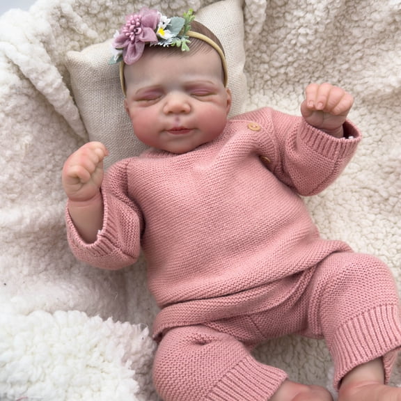 Reborn Baby Dolls 18 inch - Realistic Sleeping Girl Adorable Newborn Full Body Vinyl Poseable Lifelike Doll with Accessories, Gift Set for Kids 3