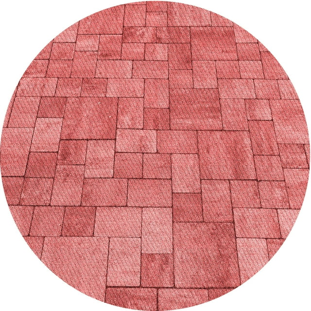Ahgly Company Tapis Rond Lavable en Machine Intérieur Transitionnel Camion de Pompiers Rouge, 4 Pieds Rond