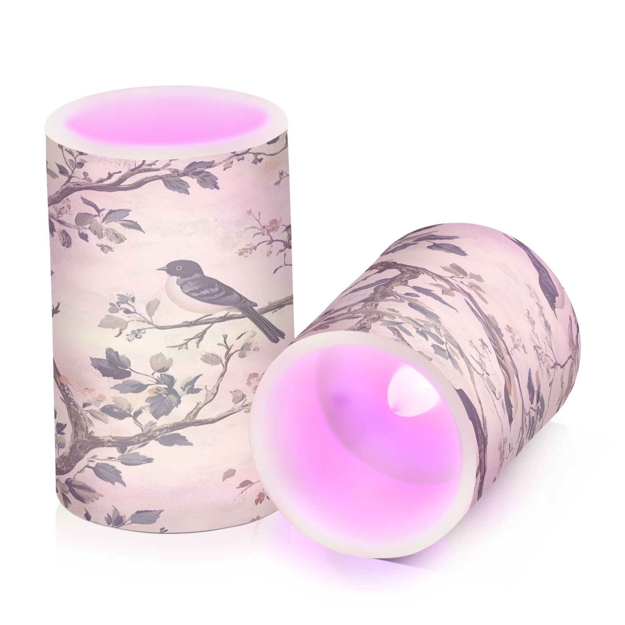 Yayeee Flameless Candles with Remote Flickering Battery Operated Multi Color Changing, Beige Birds