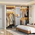 thumbnail image 6 of Homieasy 96 '' Closet Organizer System with Wood Drawers and Doors, 8FT Walk In Armoire Wardrobe Closet with 3 Shelving Towers, Gray, 6 of 7