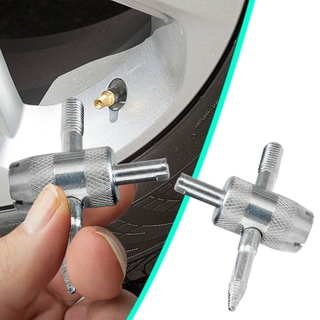 Fzsteel 4-in-1 Tire Valve Core Remover Kit, 5-Piece Durable Metal Tool with 3.5x4.8x1.25cm Compact Size for Car Motorcycle Bicycle Tire Repair