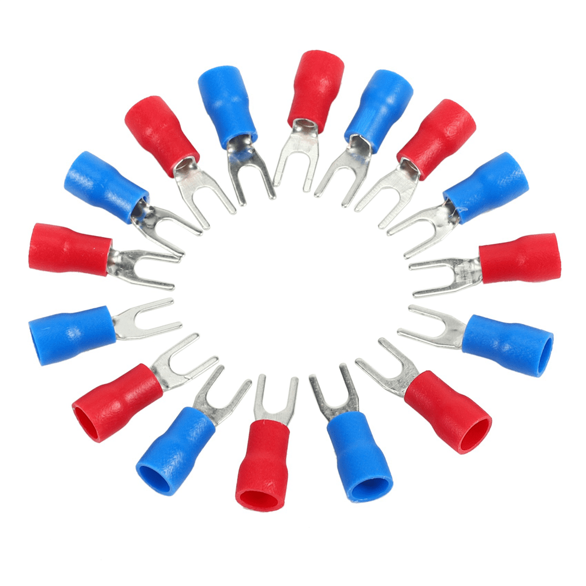 1200Pcs 16-14 AWG Red Blue Wire Connector Insulated Fork Terminal 4,1200 x fork Spade terminal(Red and blue each 600)