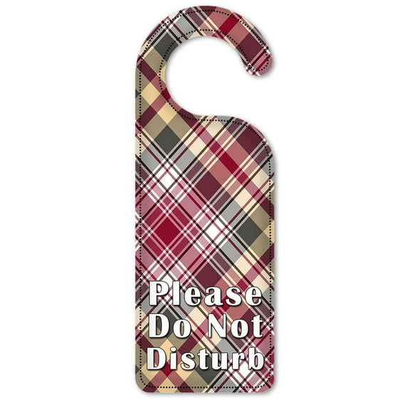 Do Not Disturb Door Knob Hanger Sign - Plaid