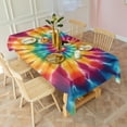 thumbnail image 3 of Colorful Tie Dye Spiral Pattern Rectangle Tablecloth 60"x120",Waterproof Polyester Rectangle Table Cloth, Wipeable Spillproof Polyester Tablecloth for Dining, Camping, Indoor and Outdoor, 3 of 6