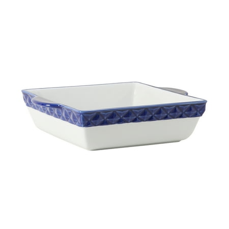 

Tuxton Duratux Por.Wh.Embossed Cobalt Blue Band 3.25-Quart Casserole Square Pack of 2