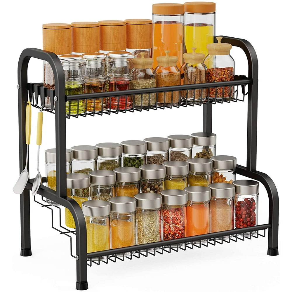 Spice Rack, F-color 2 Tier 201 Stainless Steel Standing Spice Organizer