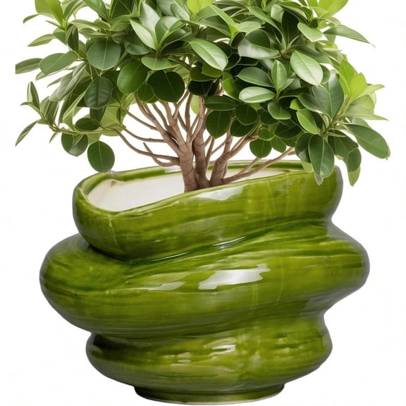 Ceramic Planters Bonsai 11 Inch Planters With Drainage Hole Flower Pots For Indoor Plants Outdoor Plants Large Plant Pot For Home Decor Gift For Men Women Green