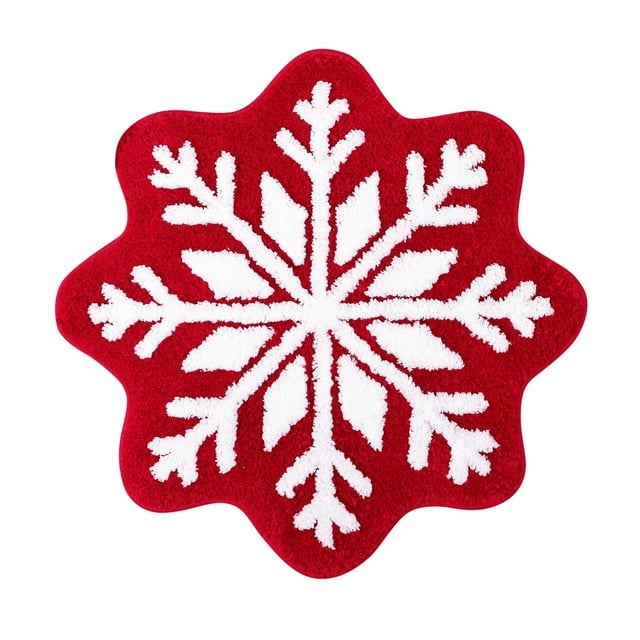 GUANGHONG Paillasson Flocon de Neige de Noël 26 Pouces Paillasson de Bienvenue Antidérapant Rond pour Décoration Intérieure