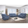 thumbnail image 2 of Roundhill Furniture Blitz Transitional 3-Piece Living Room Reclining Set, Sofa Loveseat and Recliner, Blue, 2 of 14