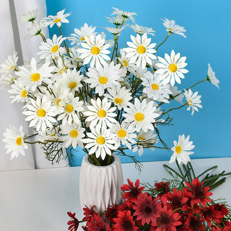 Feildoo Artificial Daisy Flowers, 20PCS Silk Bouquet Fake Flower DIY Decor  for Vase Home Wedding Christmas Decorative Household Products, 9 Colors 