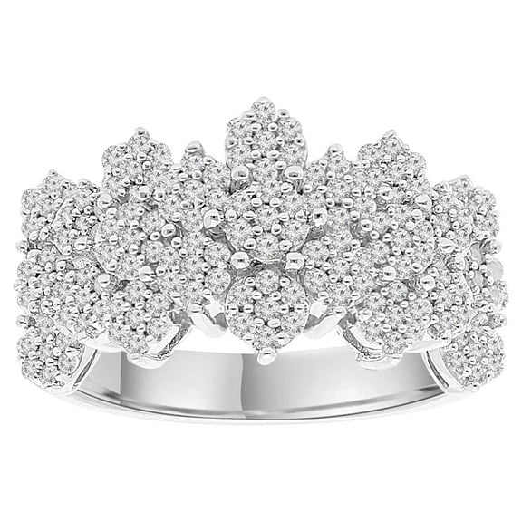 Brilliance Fine Jewelry Sterling Silver 3/4 CTTW Natural Diamond Chevron Fashion Ring