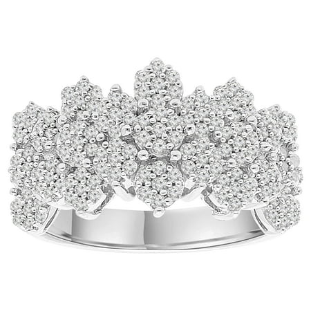 Brilliance Fine Jewelry Sterling Silver 3/4 CTTW Natural Diamond Chevron Fashion Ring