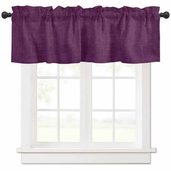 Dark Purple Valances for Windows Farmhouse Kitchen Curtains Valances Rod Pocket Valance Curtains for Kitchen Windows Rustic Countryside Farm Solid Colored Window Valances for Bathroom Bedroom 42"x18"