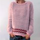 thumbnail image 1 of Suéter de cuello redondo para mujer, informal, estampado, manga larga, cuello redondo, abrigos, suéteres, suéter para mujer, 1 of 4