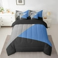thumbnail image 2 of YST Geometric King Comforter Set With Sheets 7 Piece Boys Blue Dark Grey And Light Gray Triangle Bedding Set Patchwork Geometry Bed In A Bag,Modern Abstract Bedding Comforter Sets, 2 of 5