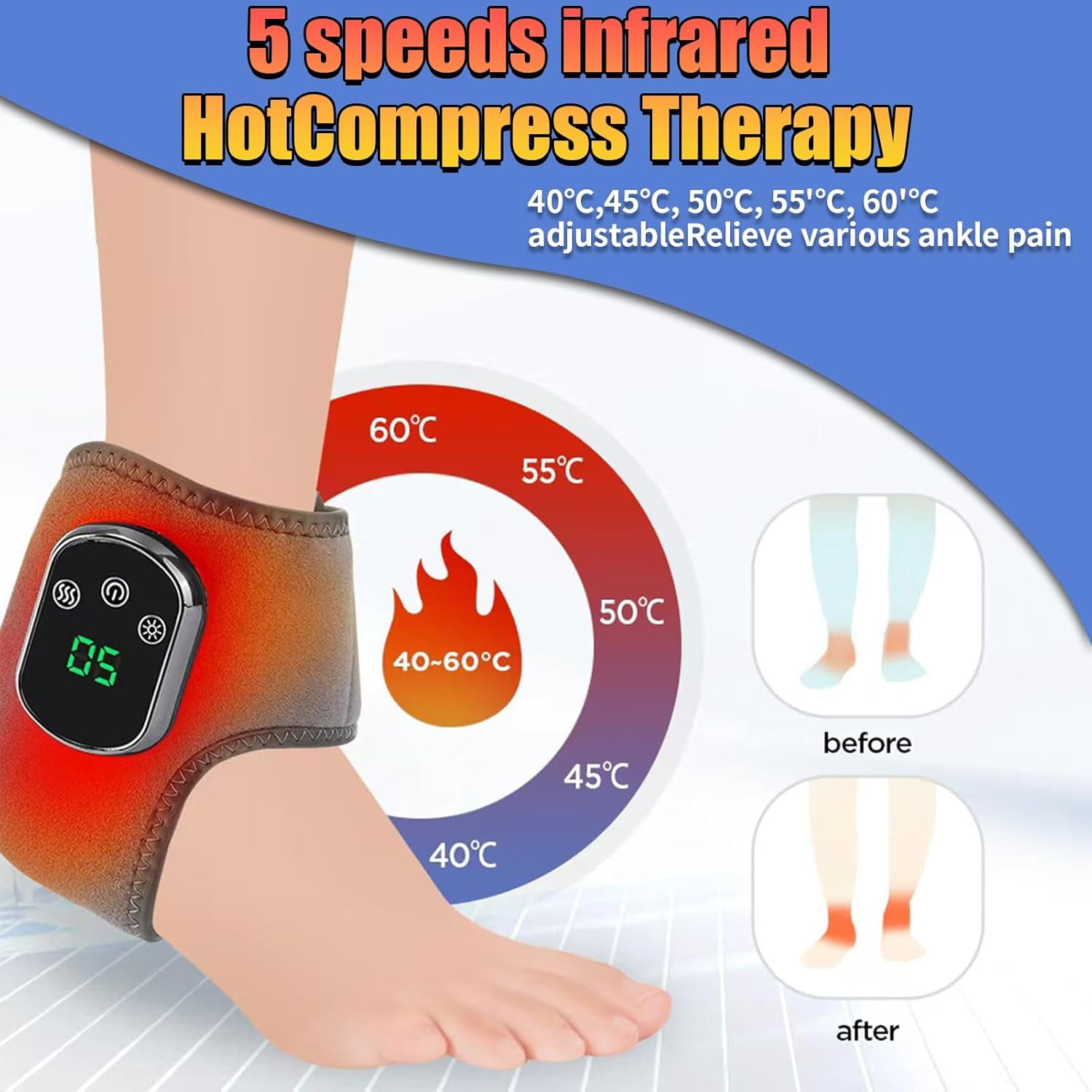 Rejuvacare Foot Massager – 3-in-1 Heated Wrap with 3 Vibration Modes & 5 Heat Levels, for Circulation & Pain Relief, for Foot Relaxation, for Neuropathy, Tendinitis & Plantar Fasciitis
