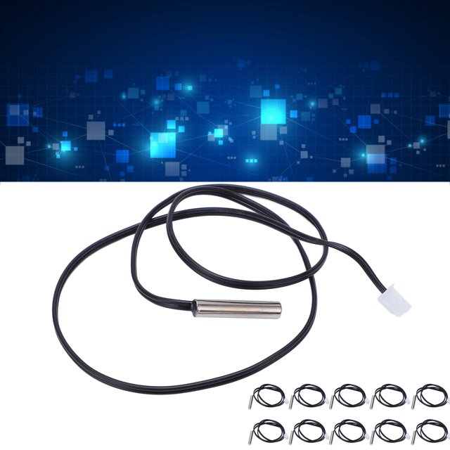 Temperature Sensor Cable, PC Stainless Steel Waterproof Accurate 10K NTC Thermistor Temperature Probe Wire for Transportation for Agriculture