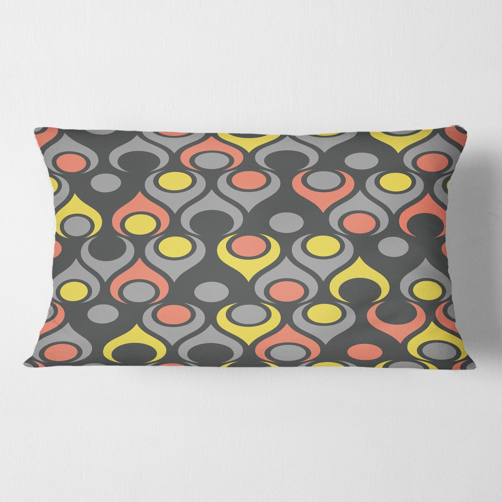 Designart Retro Abstract Drops I' Mid-Century Modern Throw Pillow - 12x20