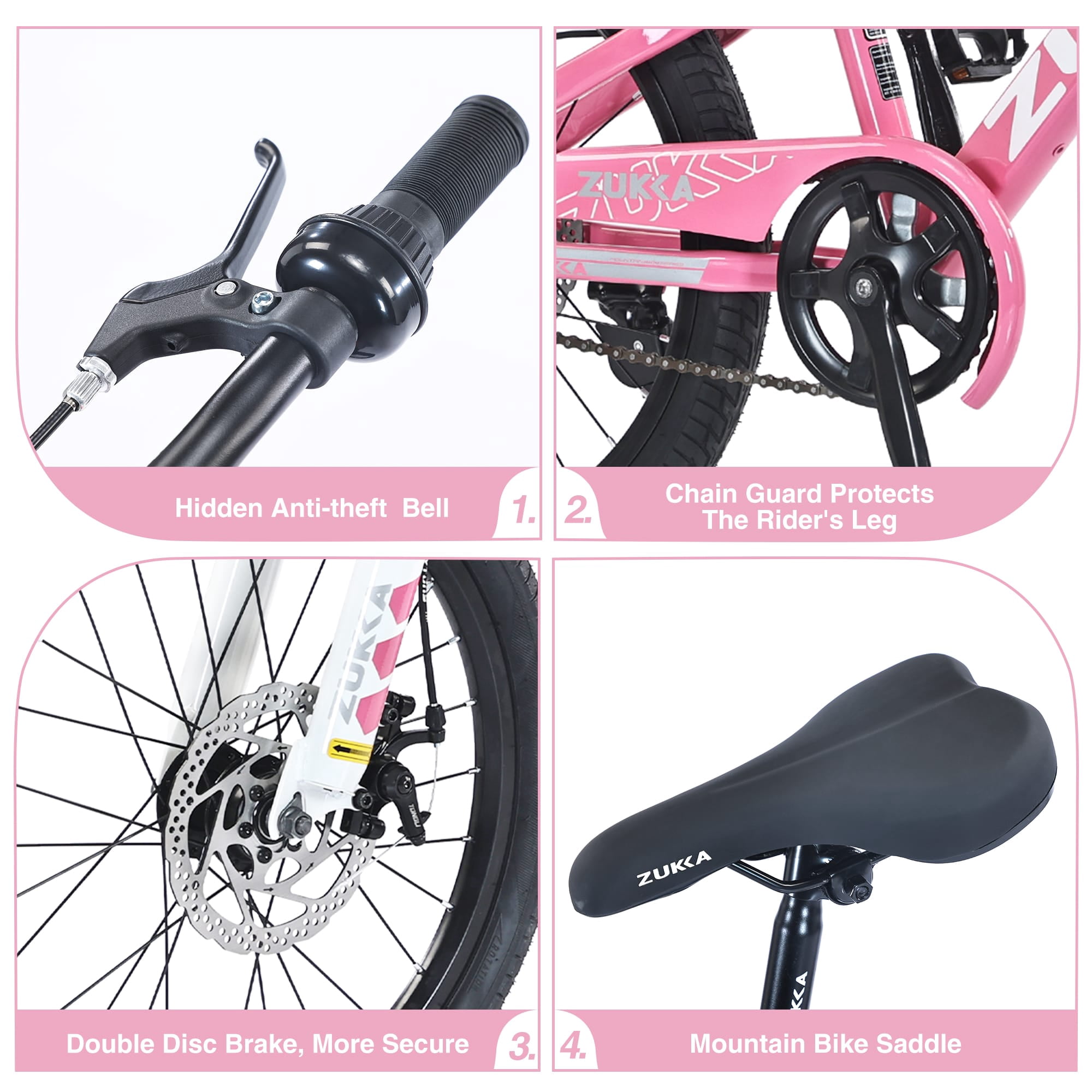 20 Inch Kids' Bike, Boys Girls Mountain Bike Ages 8-12, 7 Speed Teenager Children Kids' Bicycles, Front Suspension Disc Brake Rear V-Brake, High Steel Frame