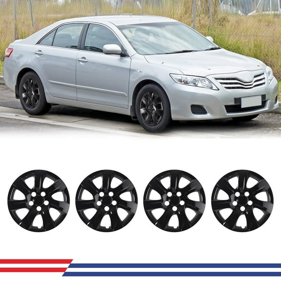 16" Set of 4 Hubcaps Wheel Rims Cover for 2007-2011 Toyota Camry /2007-2011 Toyota Camry Hybrid Compatible with Steel Wheels Snap on Installation(16-inch,Black Lacquer)