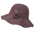 thumbnail image 1 of Sombreros para mujer, de color liso, tejidos con flores, para el sol, de pescador, para playa, de poliéster., 1 of 5