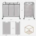 thumbnail image 4 of 3 Section Laundry Sorter, 35.9 Gal (136 L) Laundry Hamper Cart with Heavy Duty Rolling Lockable Wheels and Removable Bags, Clothes Organizer Basket Clothes Separator Hamper, Gray, 4 of 4
