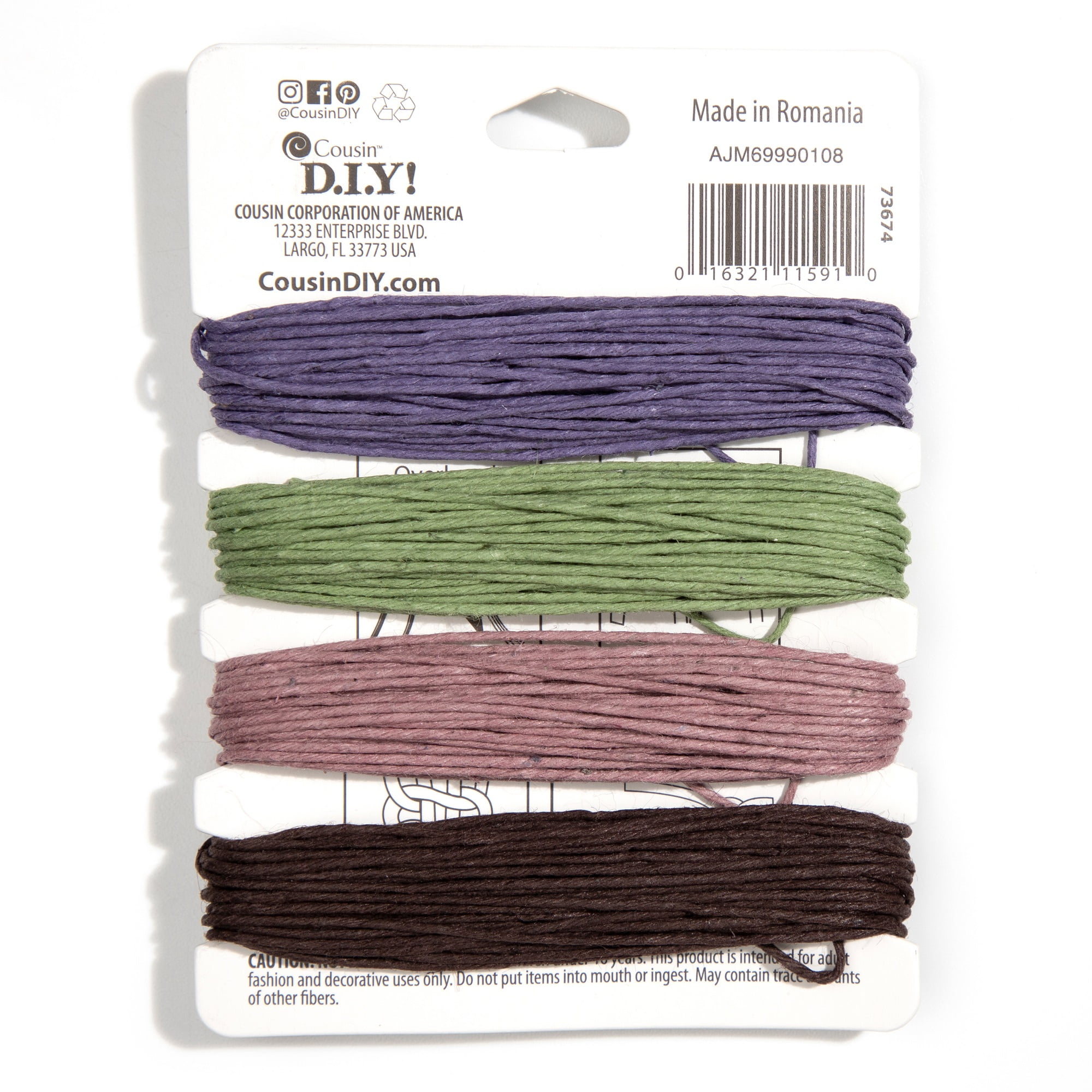 (2 pack) Cousin DIY 20lb Muted Pastel Hemp Twine, Green/Mauve, 4 Piece Roll, 120 ft