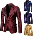 thumbnail image 4 of Stylish Men s Casual Slim Fit Formal One Button Suit Blazer Coat Jacket Tops, 4 of 5