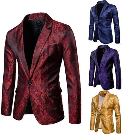Stylish Men's Casual Slim Fit Formal One Button Suit Blazer Coat Jacket Tops