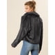 thumbnail image 5 of Abrigo mullido de piel sintética con solapa de muesca y chaqueta recortada para mujer Otoño Invierno Negro L, 5 of 6