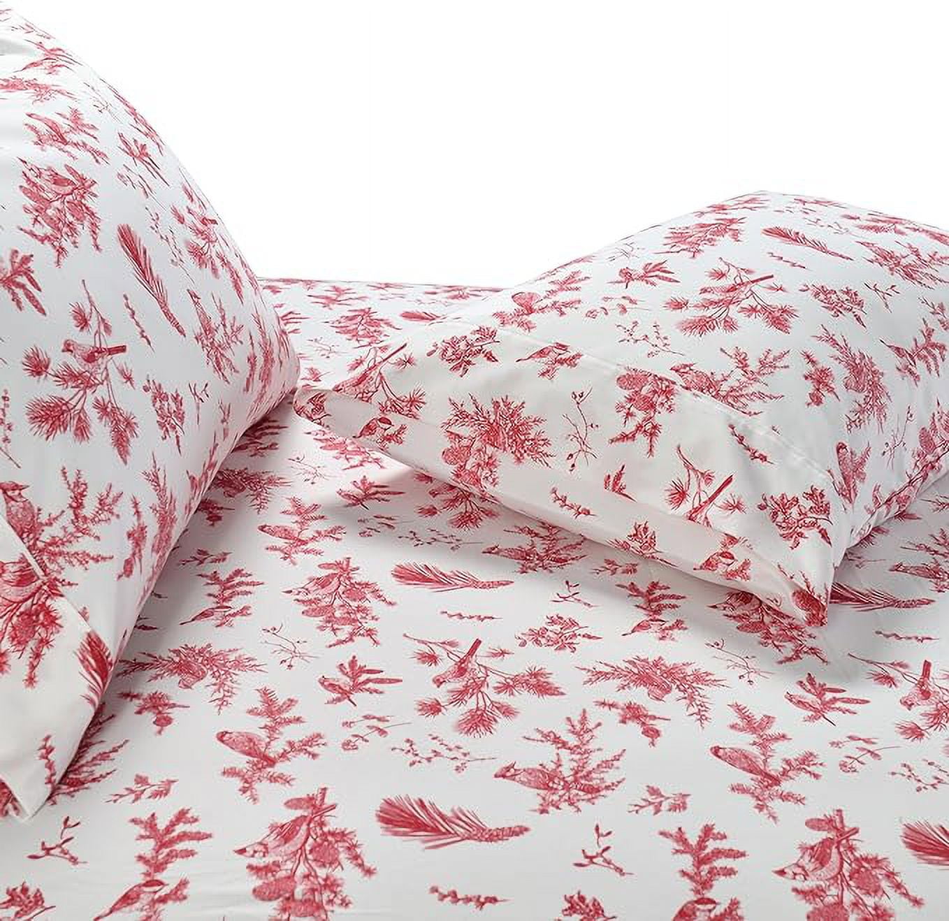 Holiday Pattern 4-Piece Luxury Soft Bed Sheets, 1500 Premium Hotel Quality Microfiber, Wrinkle & Fade Resistant Bedding Set, Twin XL, Cardinal
