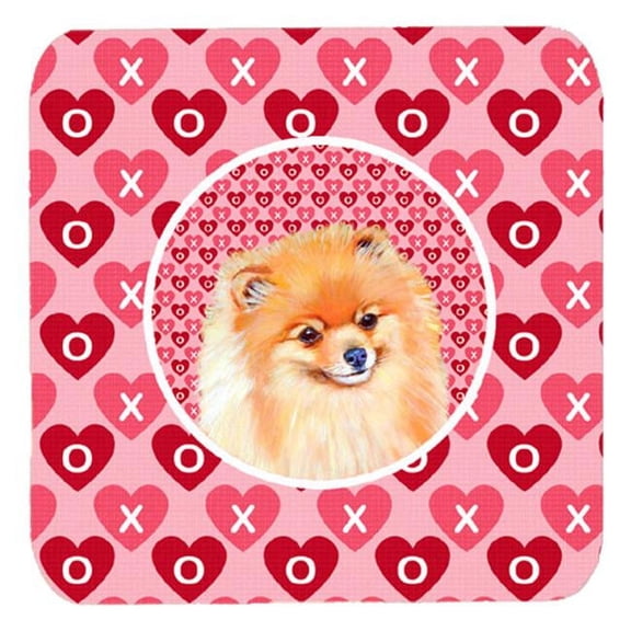 Carolines Treasures LH9170FC Pomeranian Valentines Love and Hearts Foam Coasters- Set - 4