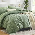 thumbnail image 2 of Flymme Tufted Boho Comforter Set with Sheet,7 Pieces Sage Green Queen Bed in a Bag Simply Shabby Chic Bedding Green Bed Sets for Women Man, 2 of 8