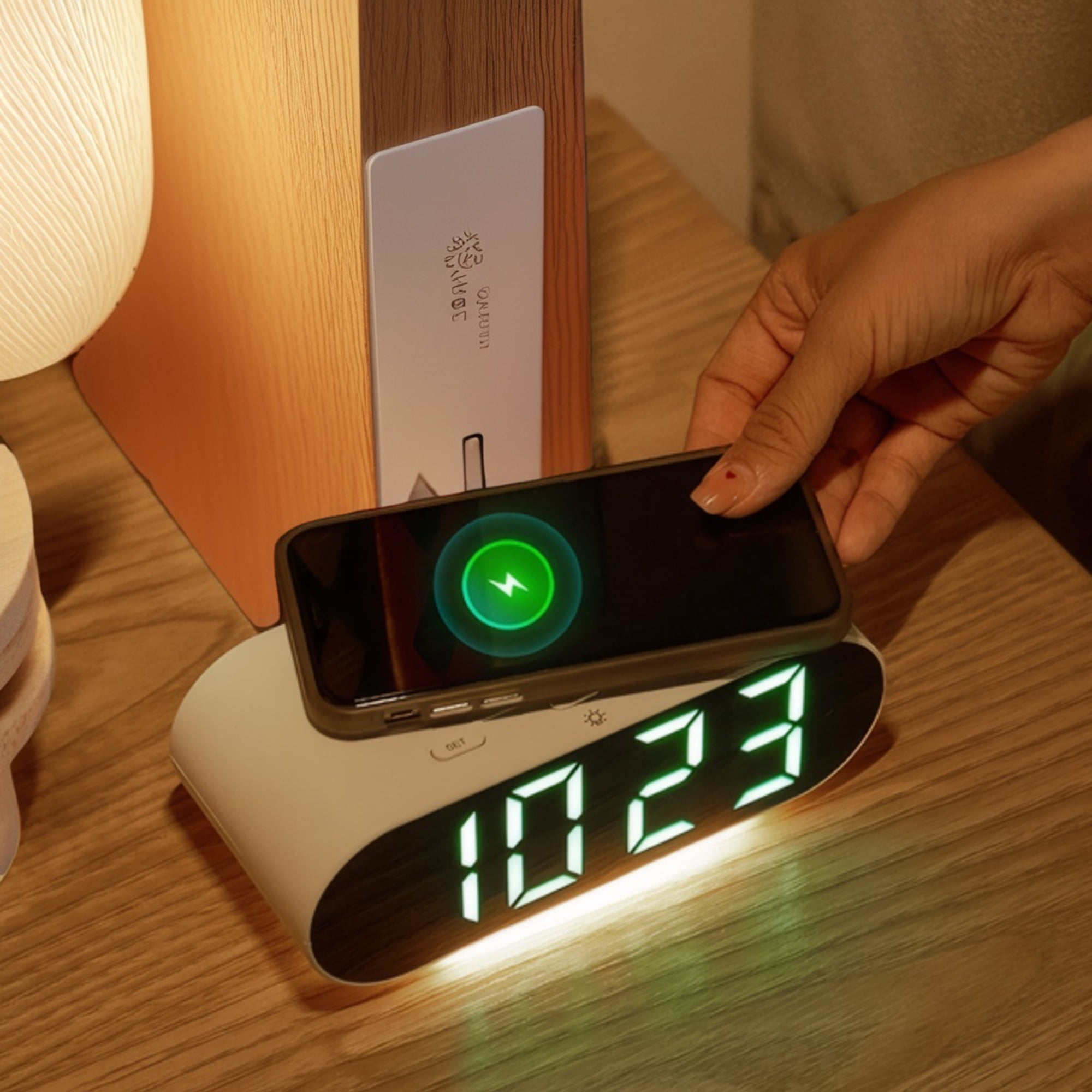 Unique Bargains Oval Alarm Clock Decorate for Bedroom Green