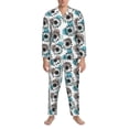thumbnail image 3 of Salouo Watercolor Sunflower Print Button-Front Long Sleeve Pajama Set for Men, Soft 2Pjs Men's Long Sleeve Sleepwear-X-Large, 3 of 7