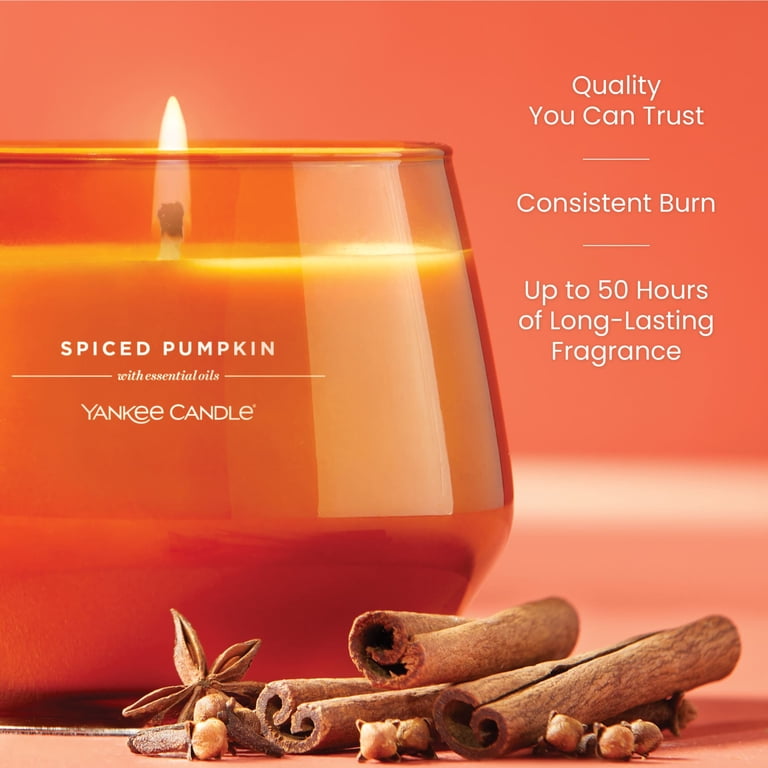 Yankee Candle 10 oz Studio Collection Scented Fall Candle, Spiced Pumpkin, Orange