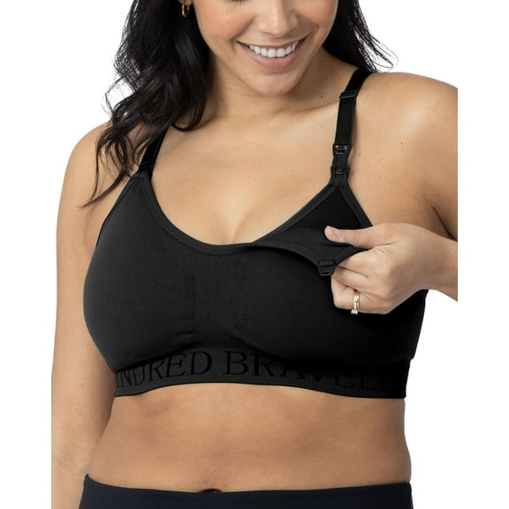 Kindred Bravely Sublime Nursing Sports Bras for Breastfeeding, Soft & Stretchy Maternity Bra (Black, Small)