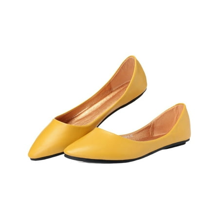 

Ritualay Ladies Flat Shoes Comfort Loafers Elegant Flats Lightweight Casual Dress Shoe Wedding Work Slip On Yellow 7.5