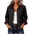 thumbnail image 2 of Womens Chore Coat Lightweight Button Front Contrast Point Collar Jacket Long Sleeve Work Casual Outerwear with Pockets, 2 of 7