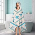 thumbnail image 6 of Blue Ethnic Bird Pattern Hooded Bath Towel，60"x35" for Ages 3 To 12 Kids, Quick Dry Lightweight Soft Microfiber Hood Beach Towel Cover Up for Kids, 6 of 7