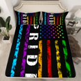 thumbnail image 2 of Manfei Colorful Geometric Lines Queen Sets,Retro American Flag Flat Sheets,Cute Stars Pattern Fitted Sheet For Teens,Microfiber Bedroom Decor,4-Piece, 2 of 7