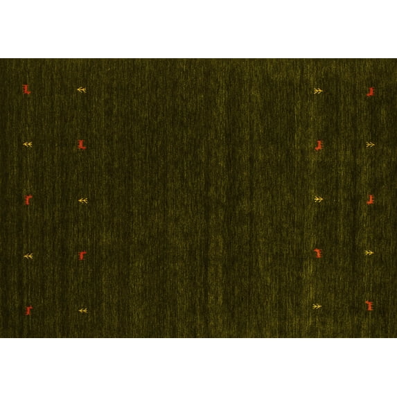 Ahgly Company Machine Washable Indoor Rectangle Persian Yellow Traditional Area Rugs, 8' x 12'