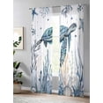 thumbnail image 4 of Sheer Curtains 96 Inches Long 2 Panels Set for Living Room, Ocean Turtle Semi Sheer Curtains for Windows, Coastal Coral Seagrass Starfish Voile Window Treatments Rod Pocket Curtain, 4 of 7